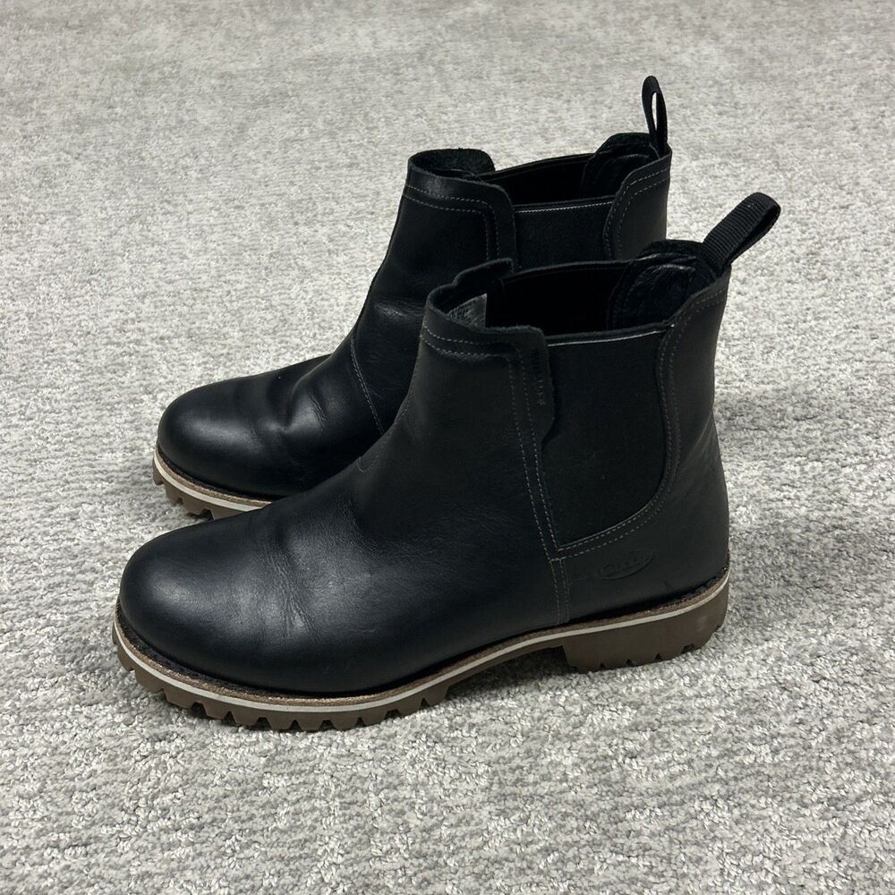 Chaco Fields Chelsea Boots Womens 9 Black Leather Pull On Waterproof EU 40